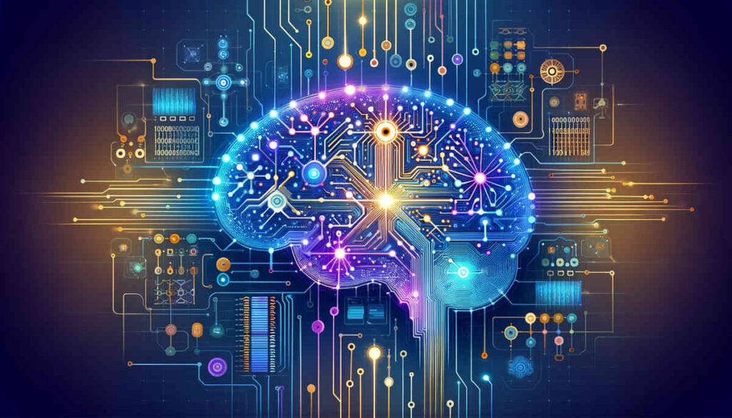 photo d'une illustration colorée d’un cerveau numérique représentant l’intelligence artificielle.